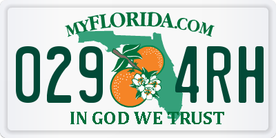 FL license plate 0294RH