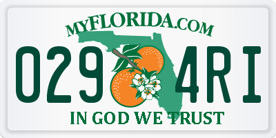 FL license plate 0294RI