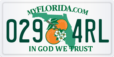 FL license plate 0294RL