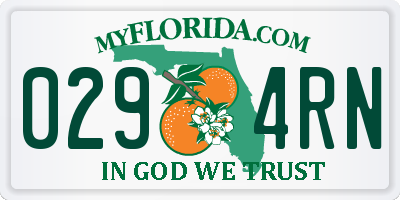 FL license plate 0294RN