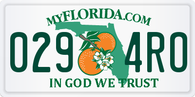 FL license plate 0294RO