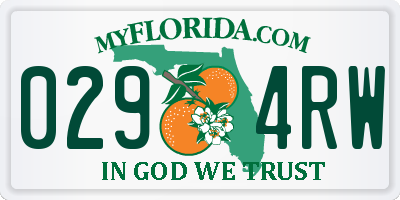 FL license plate 0294RW