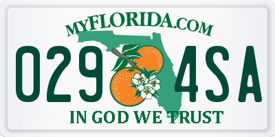 FL license plate 0294SA