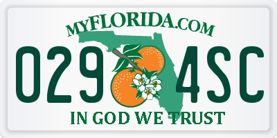 FL license plate 0294SC