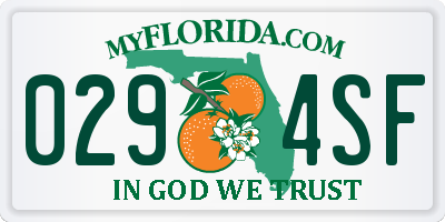 FL license plate 0294SF