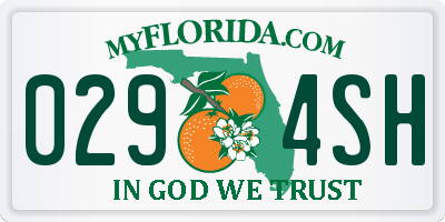 FL license plate 0294SH