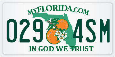 FL license plate 0294SM