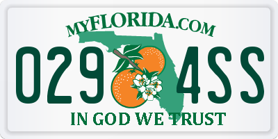 FL license plate 0294SS