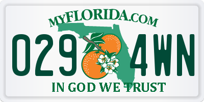 FL license plate 0294WN