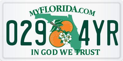 FL license plate 0294YR