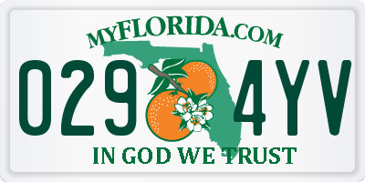 FL license plate 0294YV