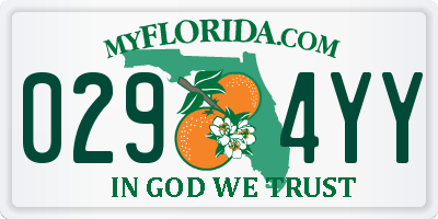FL license plate 0294YY