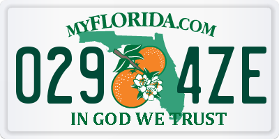 FL license plate 0294ZE