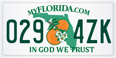 FL license plate 0294ZK