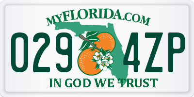 FL license plate 0294ZP