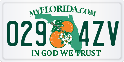 FL license plate 0294ZV