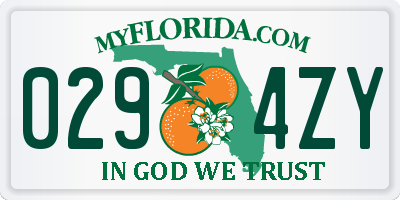FL license plate 0294ZY