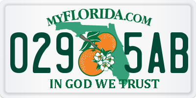 FL license plate 0295AB