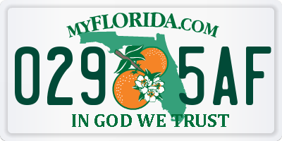 FL license plate 0295AF