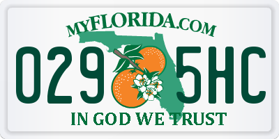 FL license plate 0295HC