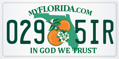 FL license plate 0295IR