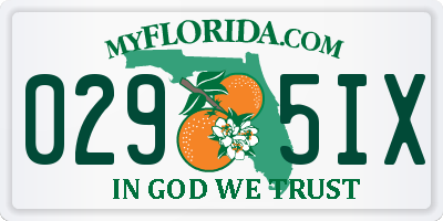 FL license plate 0295IX