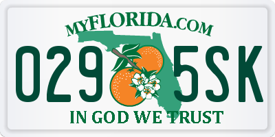 FL license plate 0295SK