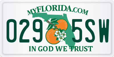 FL license plate 0295SW