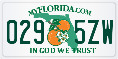 FL license plate 0295ZW