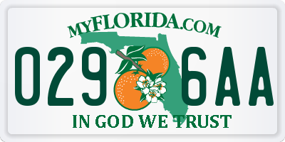 FL license plate 0296AA