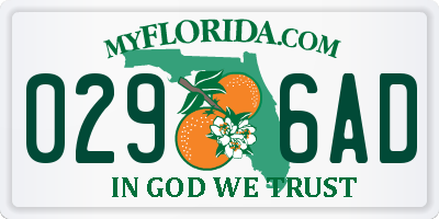 FL license plate 0296AD