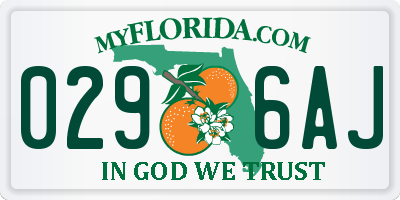 FL license plate 0296AJ