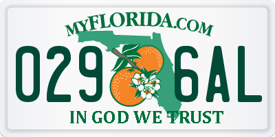 FL license plate 0296AL