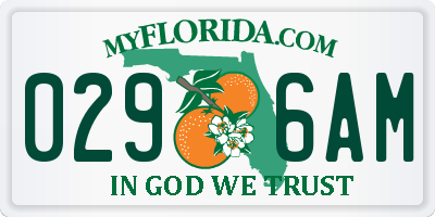 FL license plate 0296AM