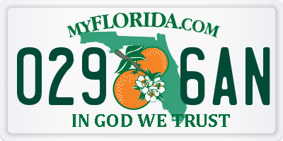 FL license plate 0296AN