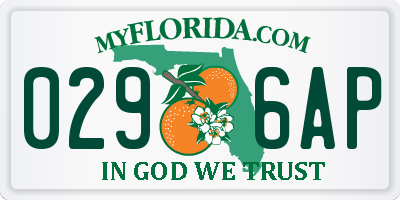 FL license plate 0296AP