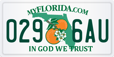 FL license plate 0296AU