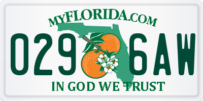 FL license plate 0296AW