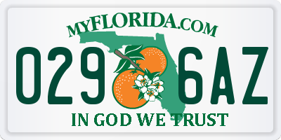 FL license plate 0296AZ