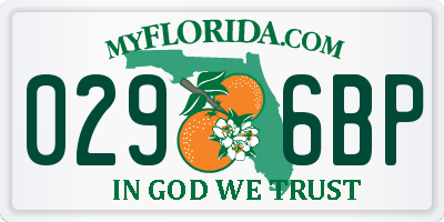 FL license plate 0296BP