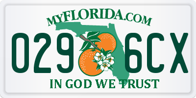 FL license plate 0296CX