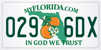FL license plate 0296DX