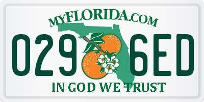 FL license plate 0296ED