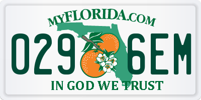FL license plate 0296EM