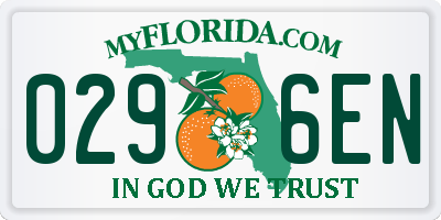 FL license plate 0296EN