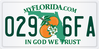 FL license plate 0296FA