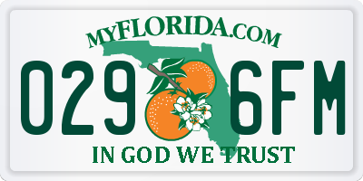 FL license plate 0296FM