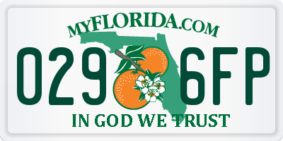 FL license plate 0296FP