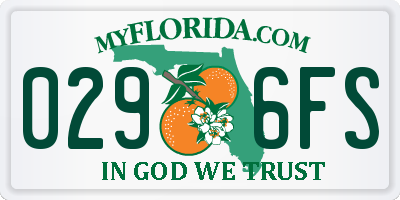 FL license plate 0296FS