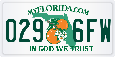 FL license plate 0296FW